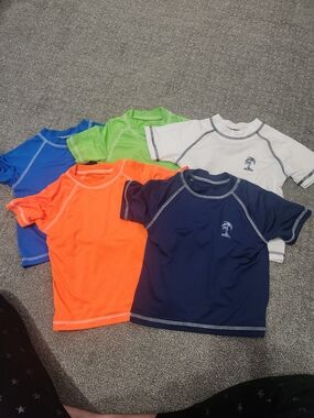 Kids Short Sleeve Swim Rash Guard - Navy, White, Orange, Green, Blue 2t